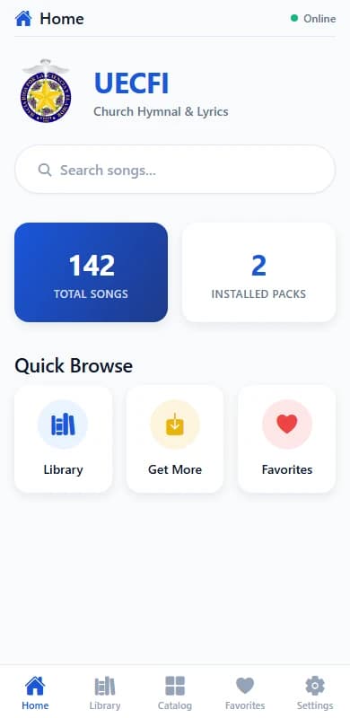 UECFI Hymnal interface preview